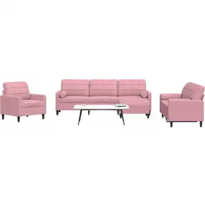 vidaXL Ensemble de canapés 4pcs et coussins et traversins rose velours
