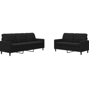 vidaXL Ensemble de canapés 2pcs et coussins et traversins noir velours pas cher