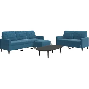 vidaXL Ensemble de canapés 3 pcs avec coussins Bleu Velours pas cher