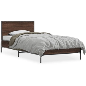 vidaXL Cadre de lit chêne marron 120x200 cm bois d'ingénierie et métal pas cher