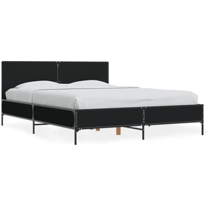 vidaXL Cadre de lit noir 140x200 cm bois d'ingénierie et métal pas cher