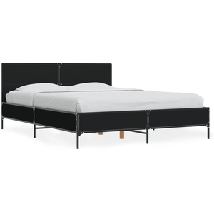 Cadre de lit noir 120x200 cm bois d'ingénierie et métal Vidaxl Black pas cher