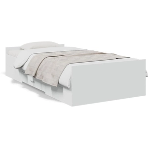 vidaXL Cadre de lit avec tiroirs blanc 90x190 cm bois d'ingénierie pas cher