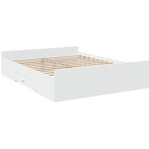vidaXL Cadre de lit à tiroirs blanc 160x200cm bois d'ingénierie pas cher