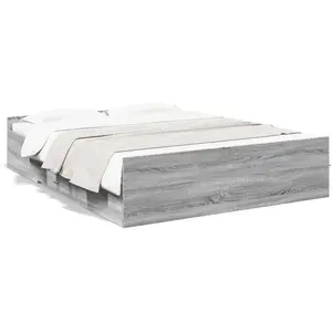 vidaXL Cadre de lit à tiroirs sonoma gris 160x200 cm bois d'ingénierie pas cher