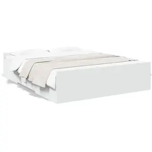 vidaXL Cadre de lit avec tiroirs blanc 150x200 cm bois d'ingénierie