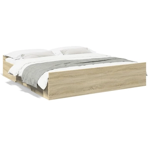 vidaXL Cadre de lit avec tiroirs chêne sonoma 200x200 cm pas cher