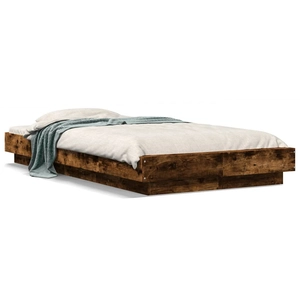vidaXL Cadre de lit chêne fumé 75x190 cm bois d'ingénierie pas cher