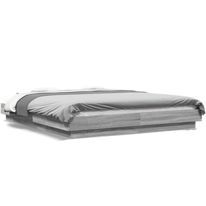 vidaXL Cadre de lit sonoma gris 160x200 cm bois d'ingénierie pas cher