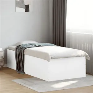 vidaXL Cadre de lit blanc 100x200 cm bois d'ingénierie pas cher