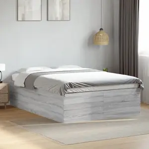 vidaXL Cadre de lit sonoma gris 140x190 cm bois d'ingénierie pas cher