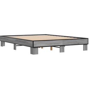 Cadre de lit sonoma gris 150x200 cm bois d'ingénierie et métal Vidaxl Gris