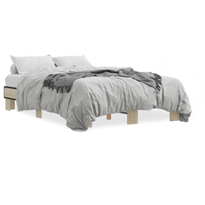 vidaXL Cadre de lit chêne sonoma 150x200 cm bois d'ingénierie et métal pas cher