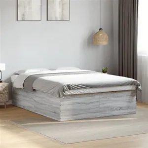 vidaXL Cadre de lit sonoma gris 150x200 cm bois d'ingénierie pas cher