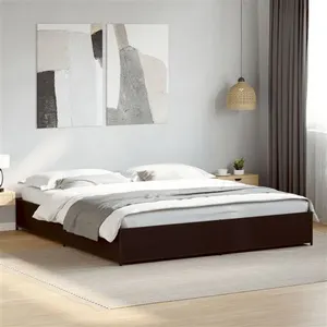 vidaXL Cadre de lit noir 160x200 cm bois d'ingénierie et métal pas cher