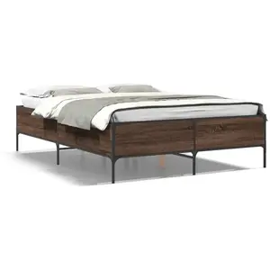 Comparateur de prix : vidaXL Cadre de lit chêne marron 120x190 cm bois d'ingénierie et métal