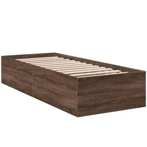 vidaXL Cadre de lit chêne marron 100x200 cm bois d'ingénierie pas cher