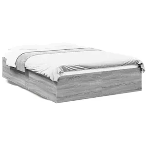 vidaXL Cadre de lit sonoma gris 120x190 cm bois d'ingénierie pas cher