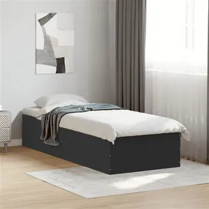 vidaXL Cadre de lit noir 100x200 cm bois d'ingénierie pas cher