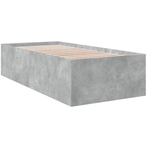 vidaXL Cadre de lit gris béton 75x190 cm bois d'ingénierie pas cher