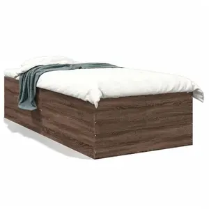 vidaXL Cadre de lit chêne marron 90x190 cm bois d'ingénierie pas cher