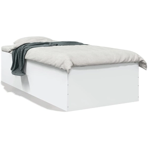 vidaXL Cadre de lit blanc 75x190 cm bois d'ingénierie pas cher