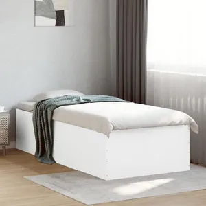 vidaXL Cadre de lit blanc 90x190 cm bois d'ingénierie pas cher
