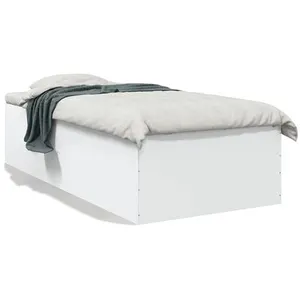 vidaXL Cadre de lit blanc 90x200 cm bois d'ingénierie pas cher