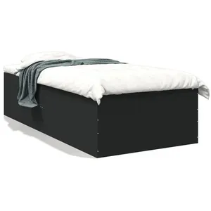vidaXL Cadre de lit noir 90x200 cm bois d'ingénierie pas cher