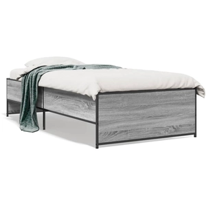 vidaXL Cadre de lit sonoma gris 120x190 cm bois d'ingénierie et métal pas cher