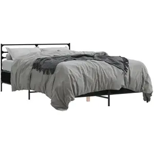 vidaXL Cadre de lit noir 120x190 cm bois d'ingénierie et métal pas cher