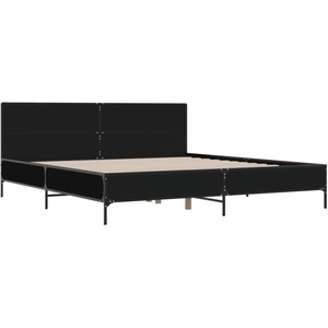 vidaXL Cadre de lit noir 200x200 cm bois d'ingénierie et métal pas cher
