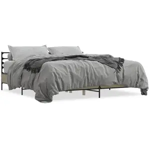vidaXL Cadre de lit chêne sonoma 200x200 cm bois d'ingénierie et métal pas cher