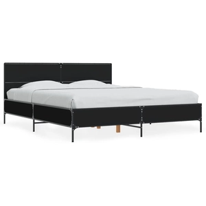 vidaXL Cadre de lit noir 160x200 cm bois d'ingénierie et métal pas cher