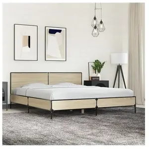 vidaXL Cadre de lit chêne sonoma 180x200 cm bois d'ingénierie et métal pas cher
