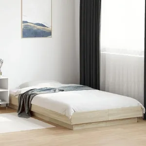 vidaXL Cadre de lit avec lumières LED chêne sonoma 75x190 cm pas cher