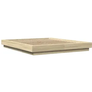 vidaXL Cadre de lit avec lumières LED chêne sonoma 160x200 cm pas cher
