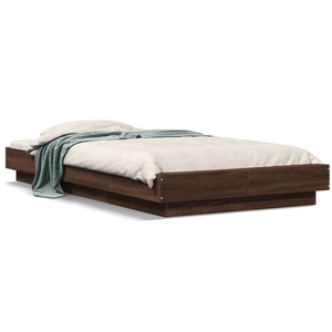 vidaXL Cadre de lit avec lumières LED chêne marron 100x200 cm pas cher
