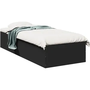 vidaXL Cadre de lit noir 90x190 cm bois d'ingénierie
