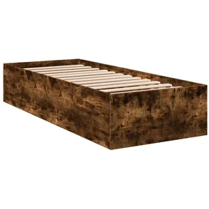 Vidaxl - Cadre de lit chêne fumé 90x190 cm bois d'ingénierie Brun pas cher