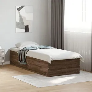 vidaXL Cadre de lit chêne marron 90x200 cm bois d'ingénierie pas cher