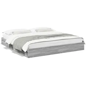 vidaXL Cadre de lit à tiroirs sonoma gris 180x200 cm bois d'ingénierie pas cher