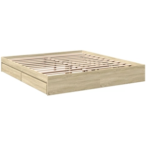 vidaXL Cadre de lit avec tiroirs chêne sonoma 200x200 cm pas cher