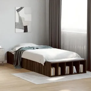 vidaXL Cadre de lit chêne marron 75x190 cm bois d'ingénierie pas cher