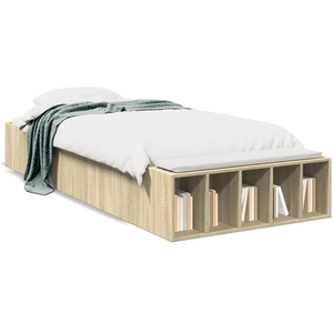 Cadre de lit chêne sonoma 75x190 cm bois d'ingénierie Vidaxl Brun pas cher