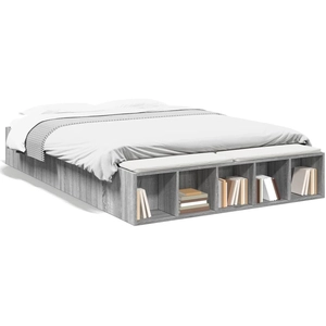vidaXL Cadre de lit sonoma gris 150x200 cm bois d'ingénierie pas cher