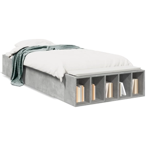 vidaXL Cadre de lit gris béton 120x190 cm bois d'ingénierie pas cher