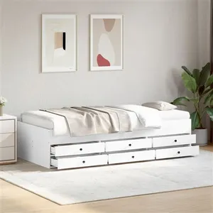 vidaXL Lit de jour avec tiroirs blanc 90x190 cm bois d'ingénierie pas cher