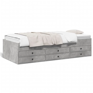 vidaXL Lit de jour et tiroirs gris béton 75x190 cm bois d'ingénierie pas cher