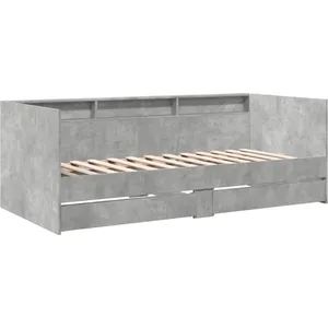 vidaXL Lit de jour et tiroirs gris béton 75x190 cm bois d'ingénierie pas cher
